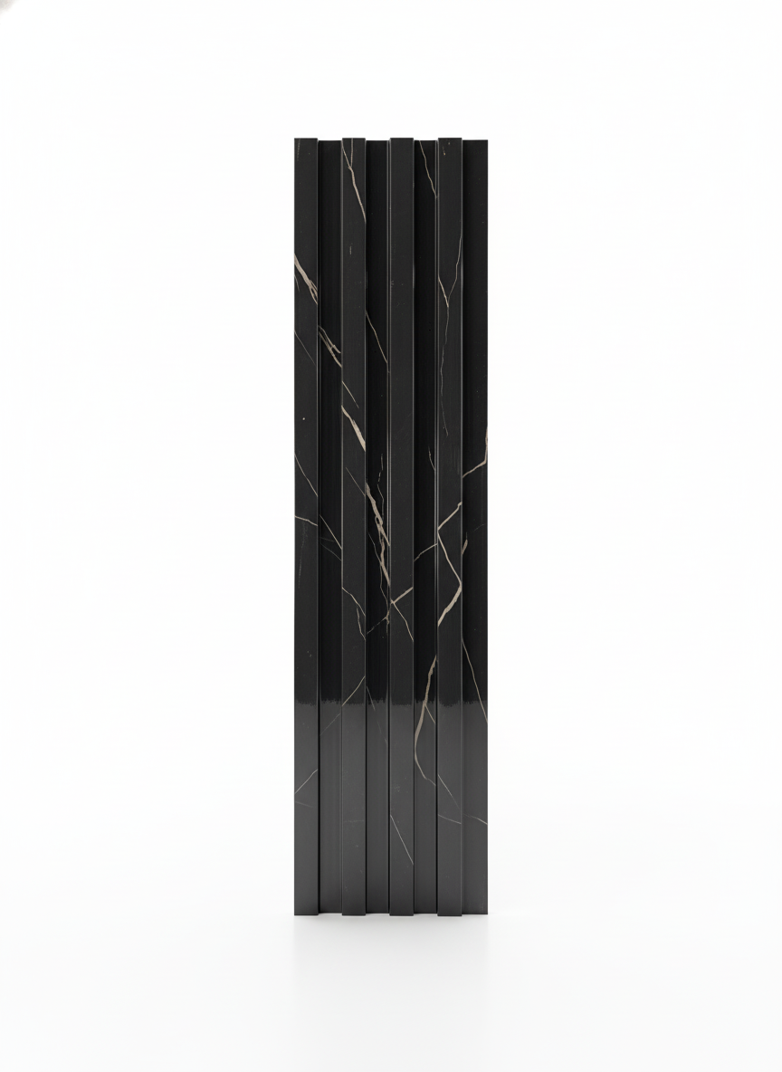 ПВЦ ламела L2 – Черен мрамор с фини жилки, гланц