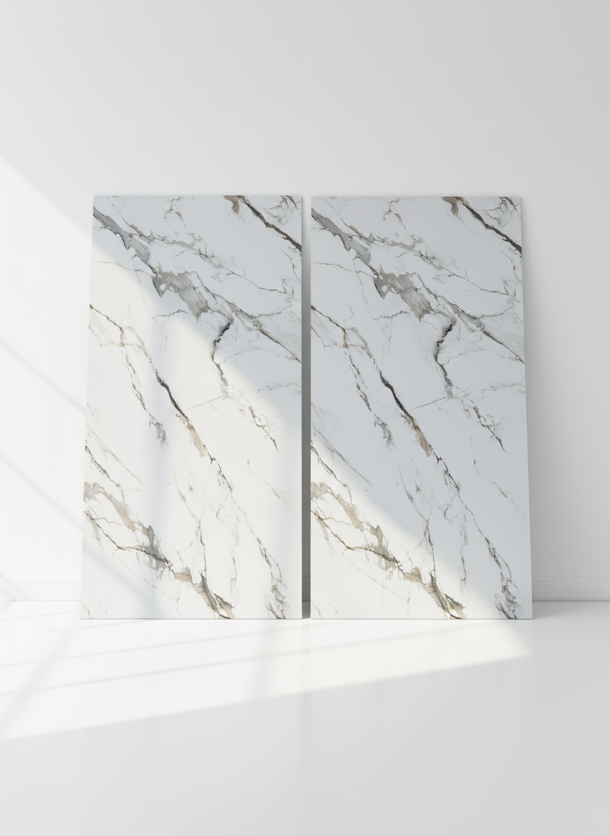 ПВЦ панел Калаката Сиво – бяло със сиви вени (122×260 см)
