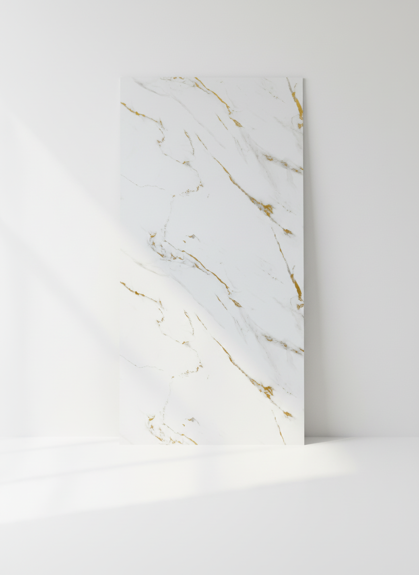 ПВЦ панел Калаката Голд Лайт – деликатни златисти жилки (122×260 см)