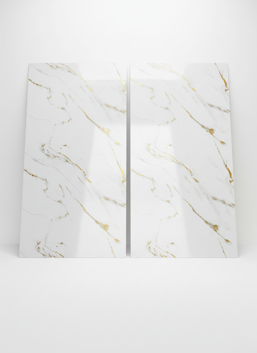 ПВЦ панел Калаката Голд Лайт – деликатни златисти жилки (122×260 см)