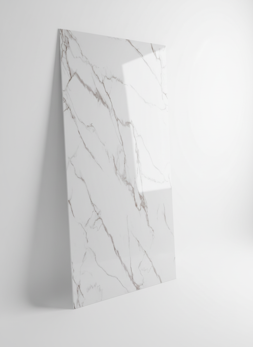 ПВЦ панел Калаката Топъл Сив – бежово-сиви вени (122×260 см)