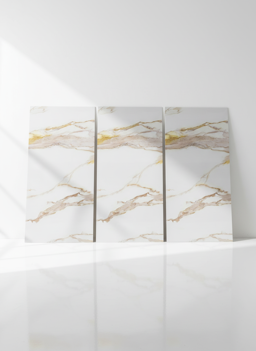 ПВЦ панел Капучино Вейни – топли бежови жилки (122×260 см)