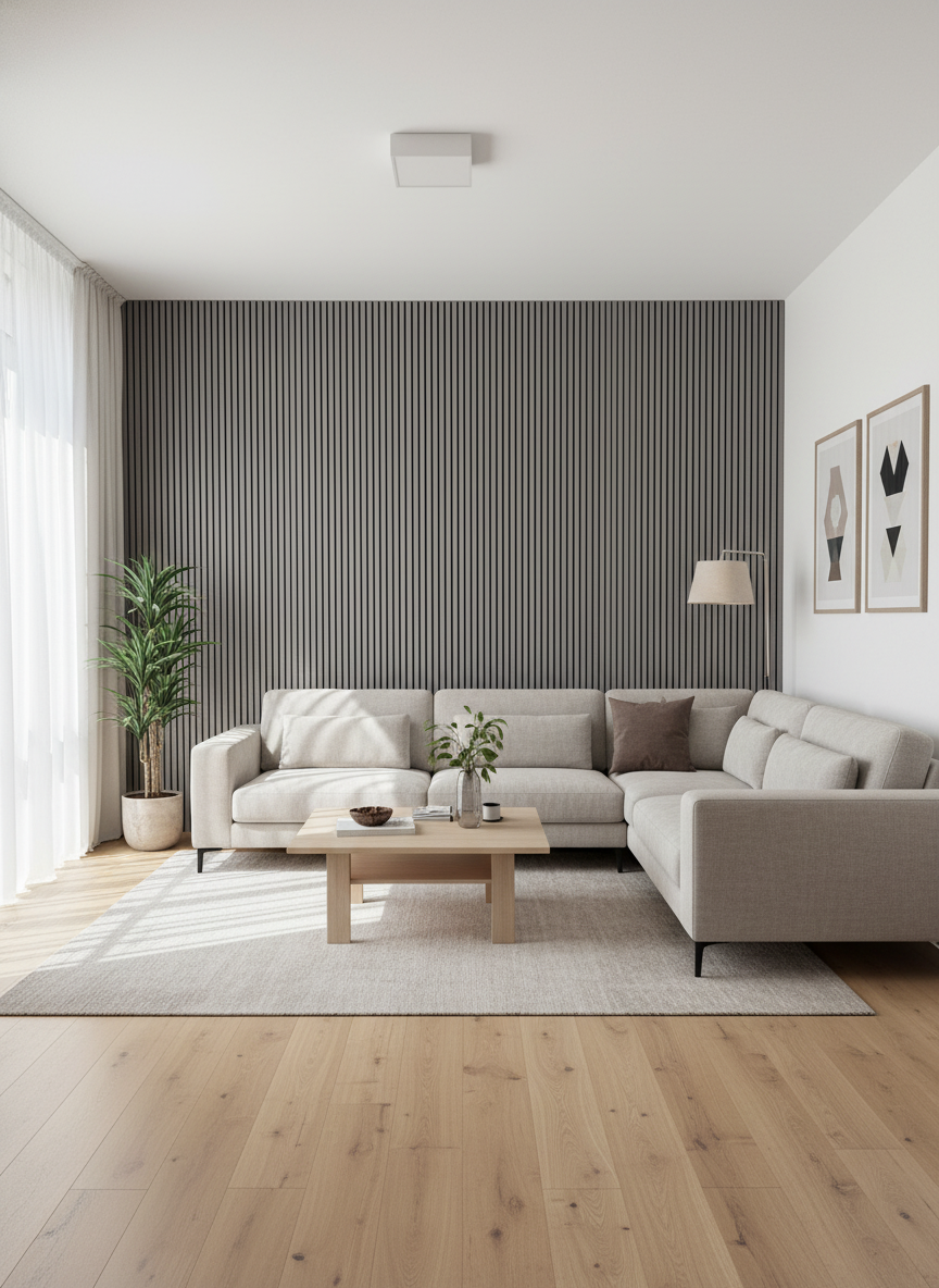 МДФ Акустичен Панел – Сив Дъб (60×240 см)