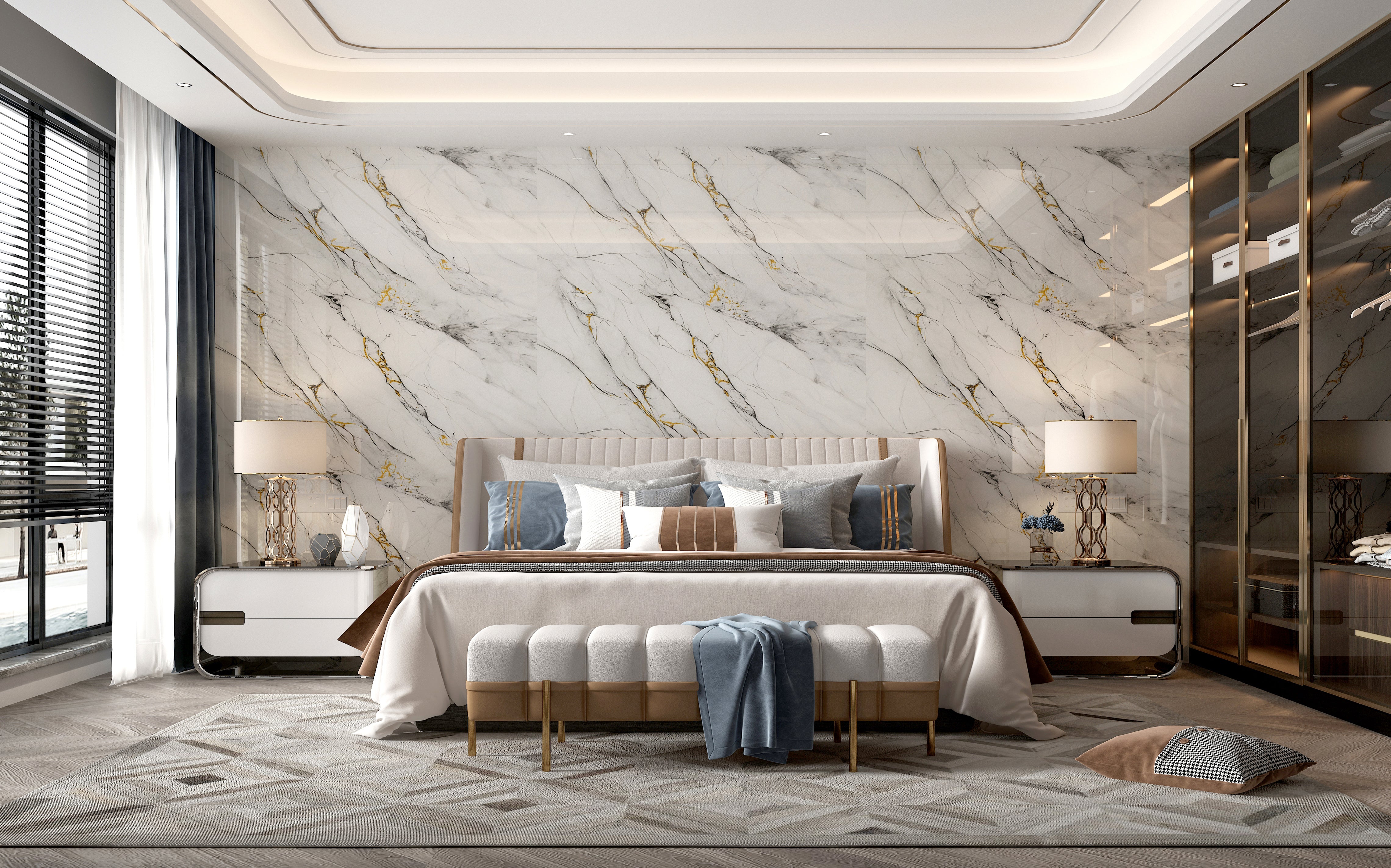 Декоративно самозалепващо фолио – Calacatta Gold, деликатни златни вени (120×300 см)