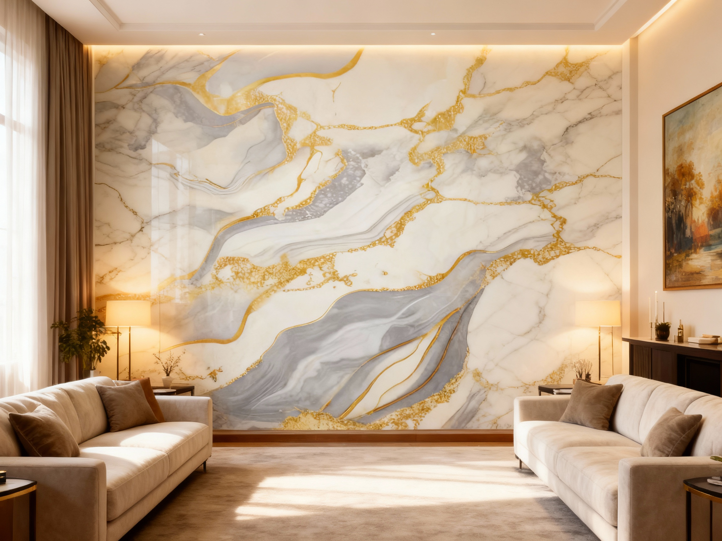 Декоративно самозалепващо фолио – Оникс Royal Gold, топли нюанси (120×300 см)