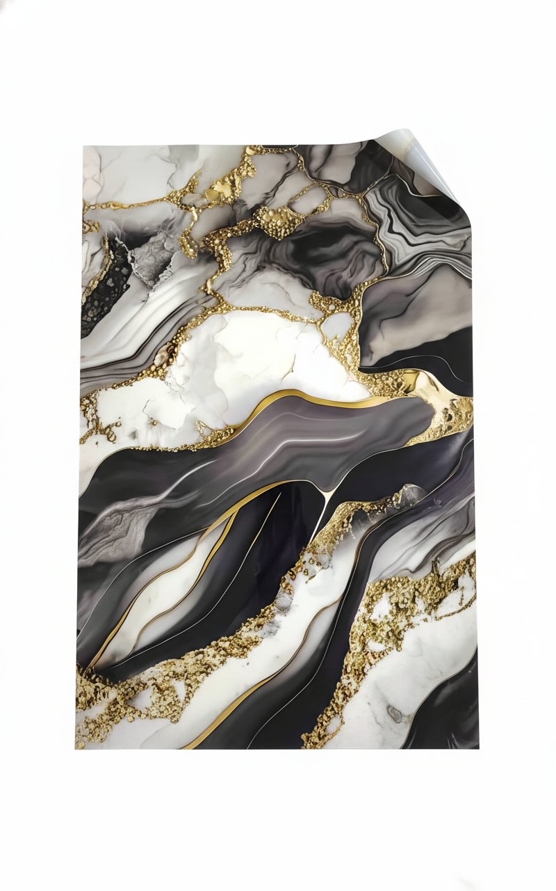 Декоративно самозалепващо фолио – Оникс Nero Gold „Вълни“, тъмен (120×300 см)