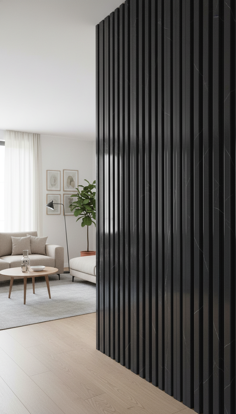 ПВЦ ламела L2 – Черен мрамор с фини жилки, гланц