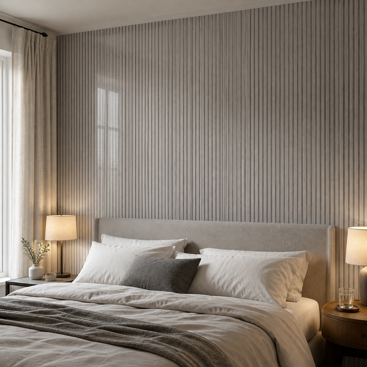 Декоративно самозалепващо фолио – Grey Ash Slats, сив ясен с ламелен ефект (120×300 см)