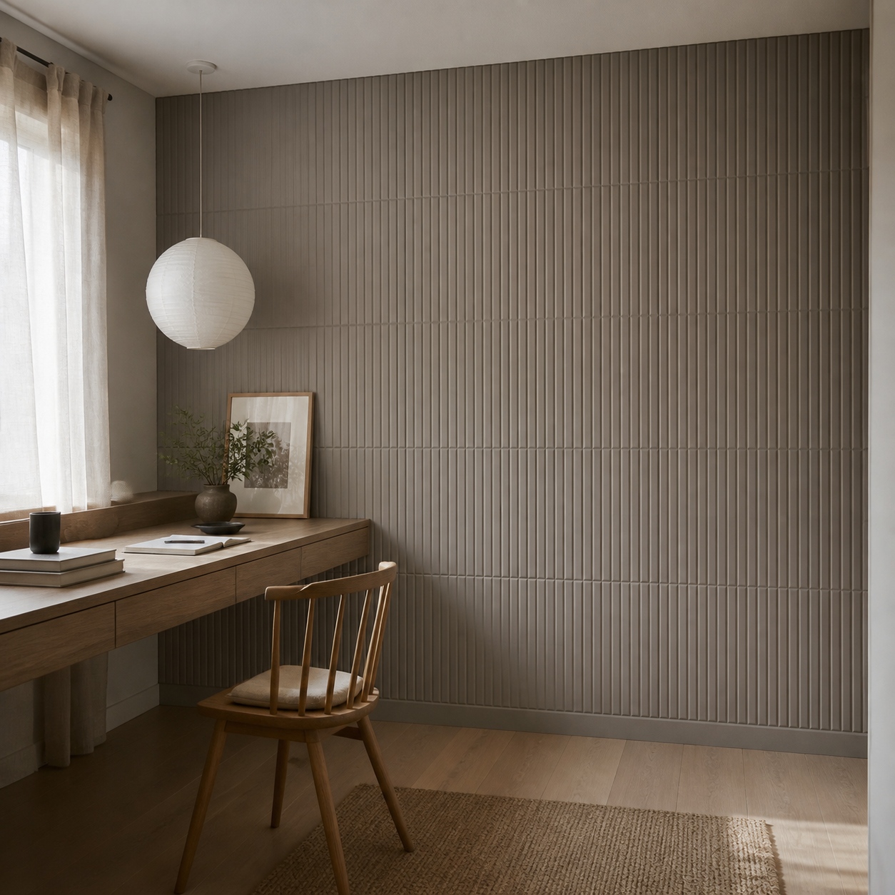 Самозалепващ 3D оребрен панел 70 × 300 см – Тауп