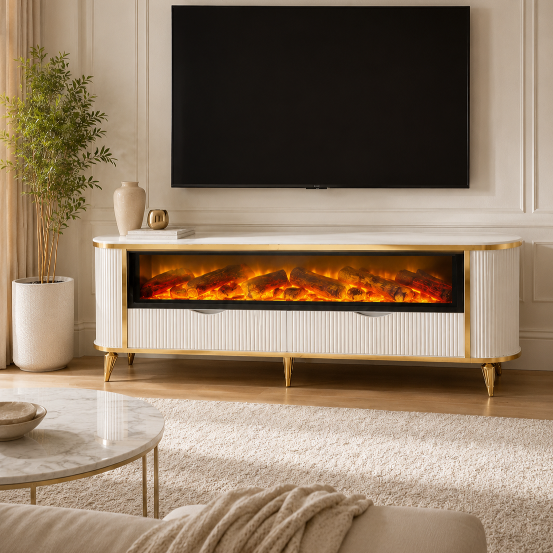 Смарт ТВ шкаф Пойраз Gold (180×60×40 см)