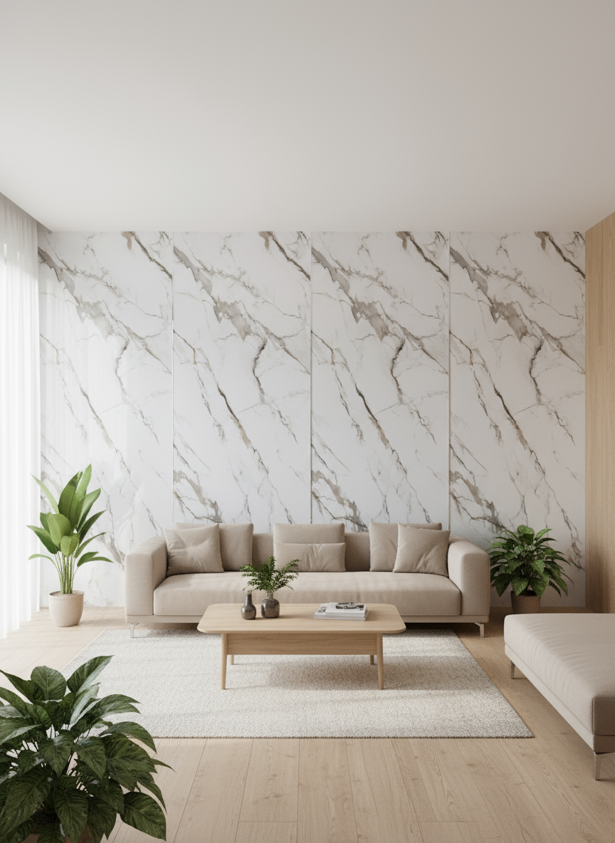 ПВЦ панел Калаката Сиво – бяло със сиви вени (122×260 см)