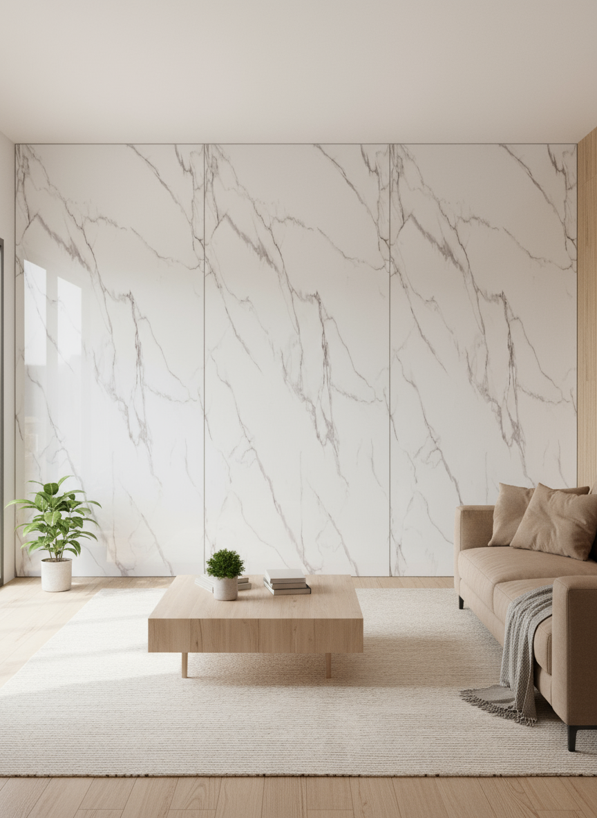 ПВЦ панел Калаката Топъл Сив – бежово-сиви вени (122×260 см)