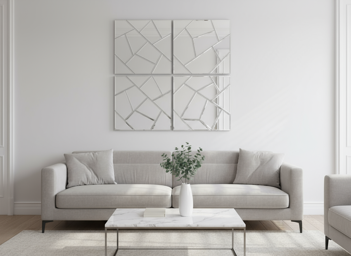 Огледален стенен панел Silver Diamond 30x30 см