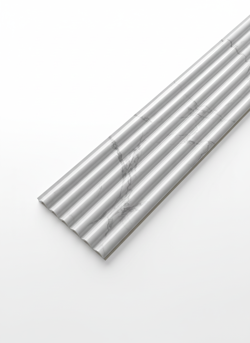 ПВЦ ламела 155×2970×17 мм – Светъл мрамор с жилки