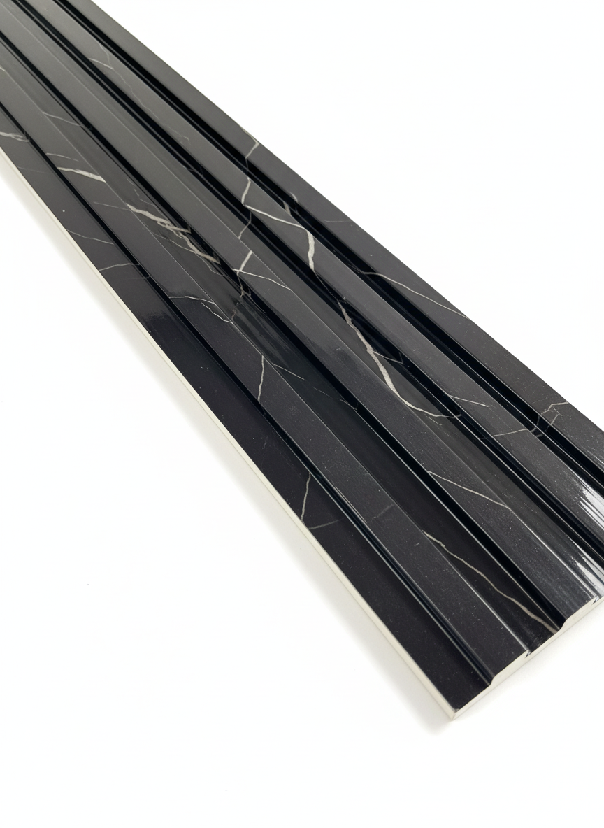 ПВЦ ламела L2 – Черен мрамор с фини жилки, гланц