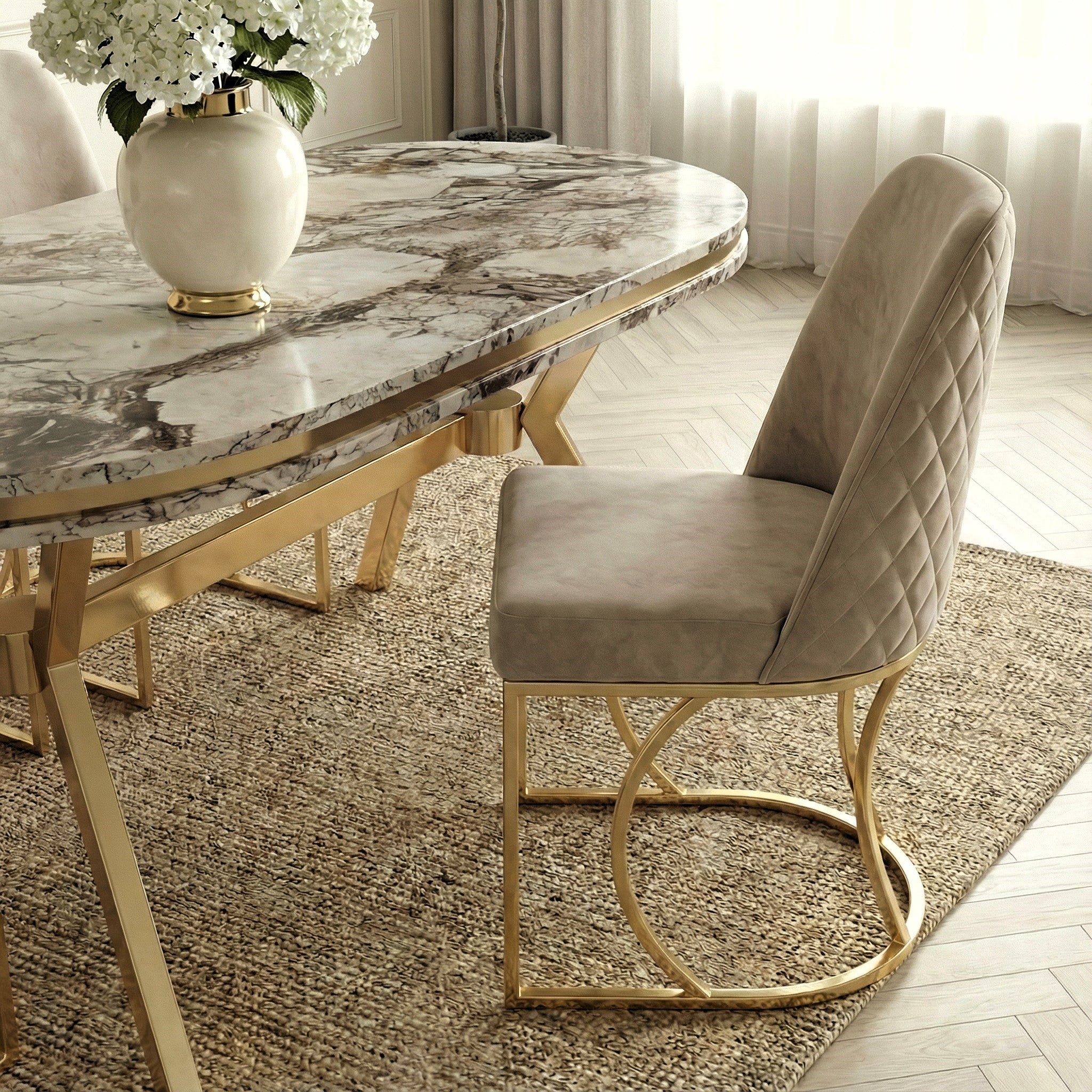 Трапезен комплект Милан със столове беж