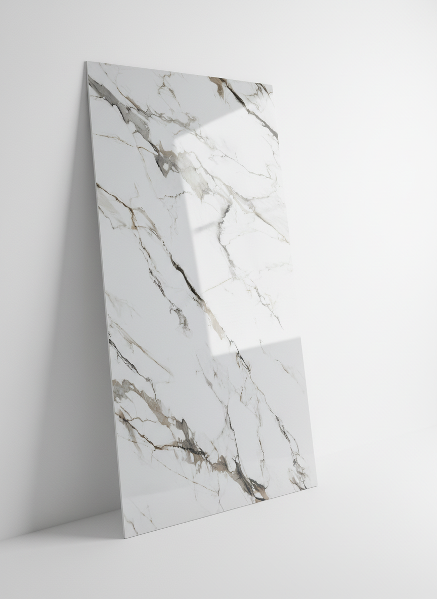 ПВЦ панел Калаката Сиво – бяло със сиви вени (122×260 см)