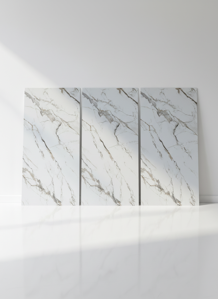 ПВЦ панел Калаката Сиво – бяло със сиви вени (122×260 см)