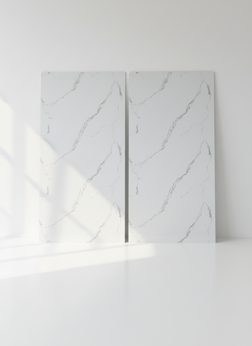 ПВЦ панел Виена Софт – деликатни светлосиви вени (122×260 см)