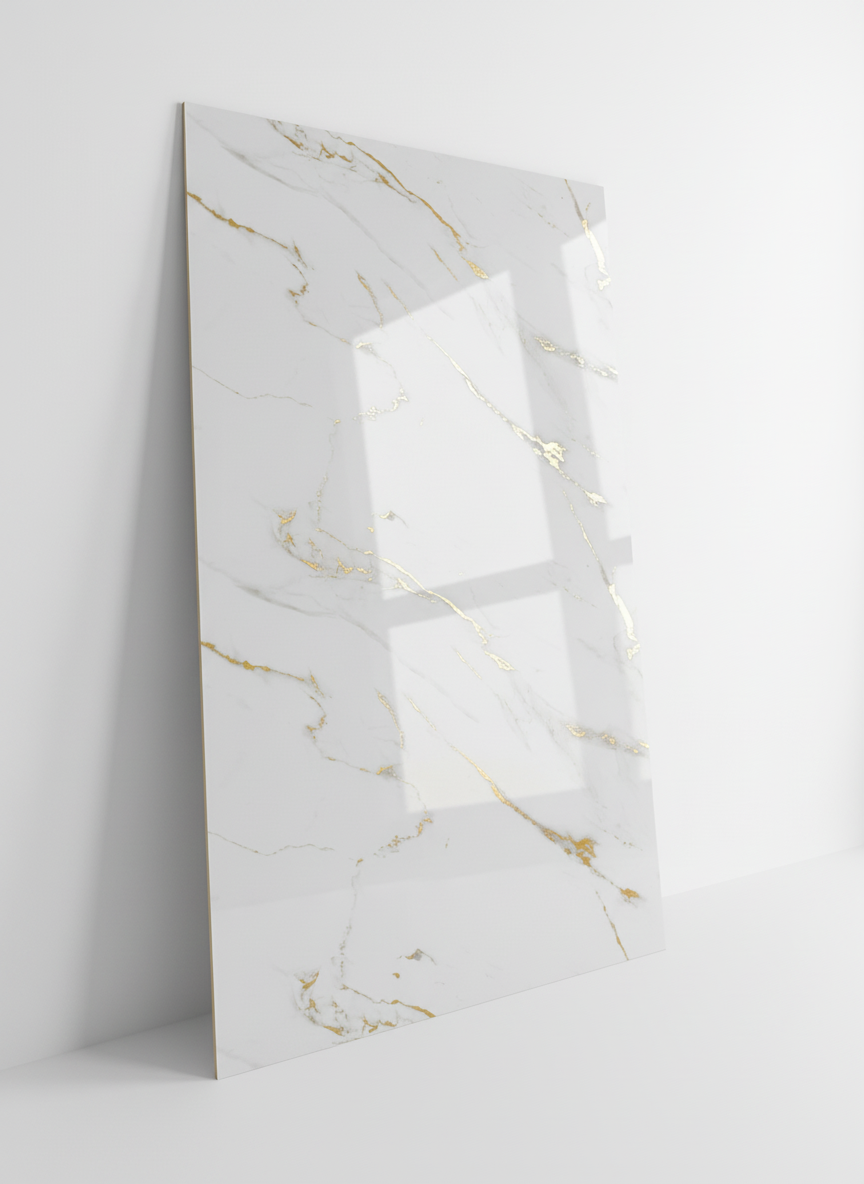 ПВЦ панел Калаката Голд Лайт – деликатни златисти жилки (122×260 см)