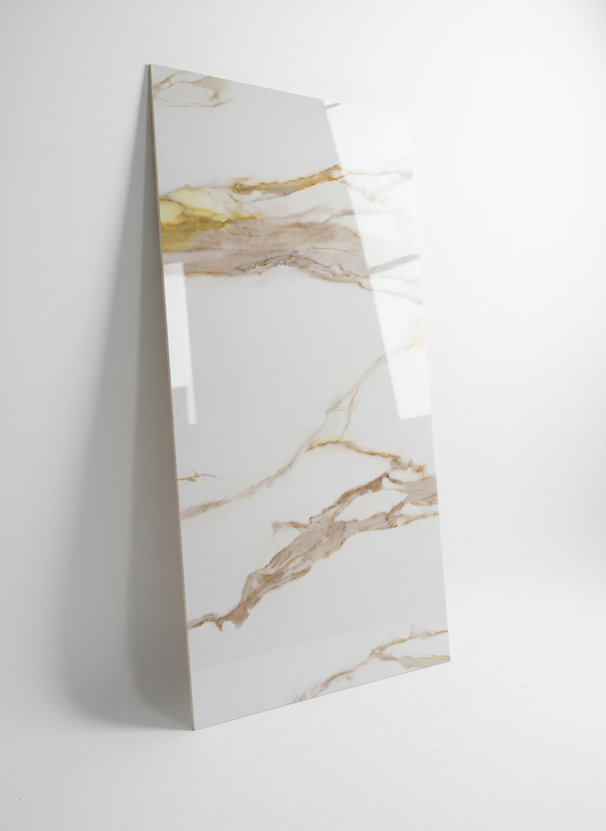 ПВЦ панел Капучино Вейни – топли бежови жилки (122×260 см)