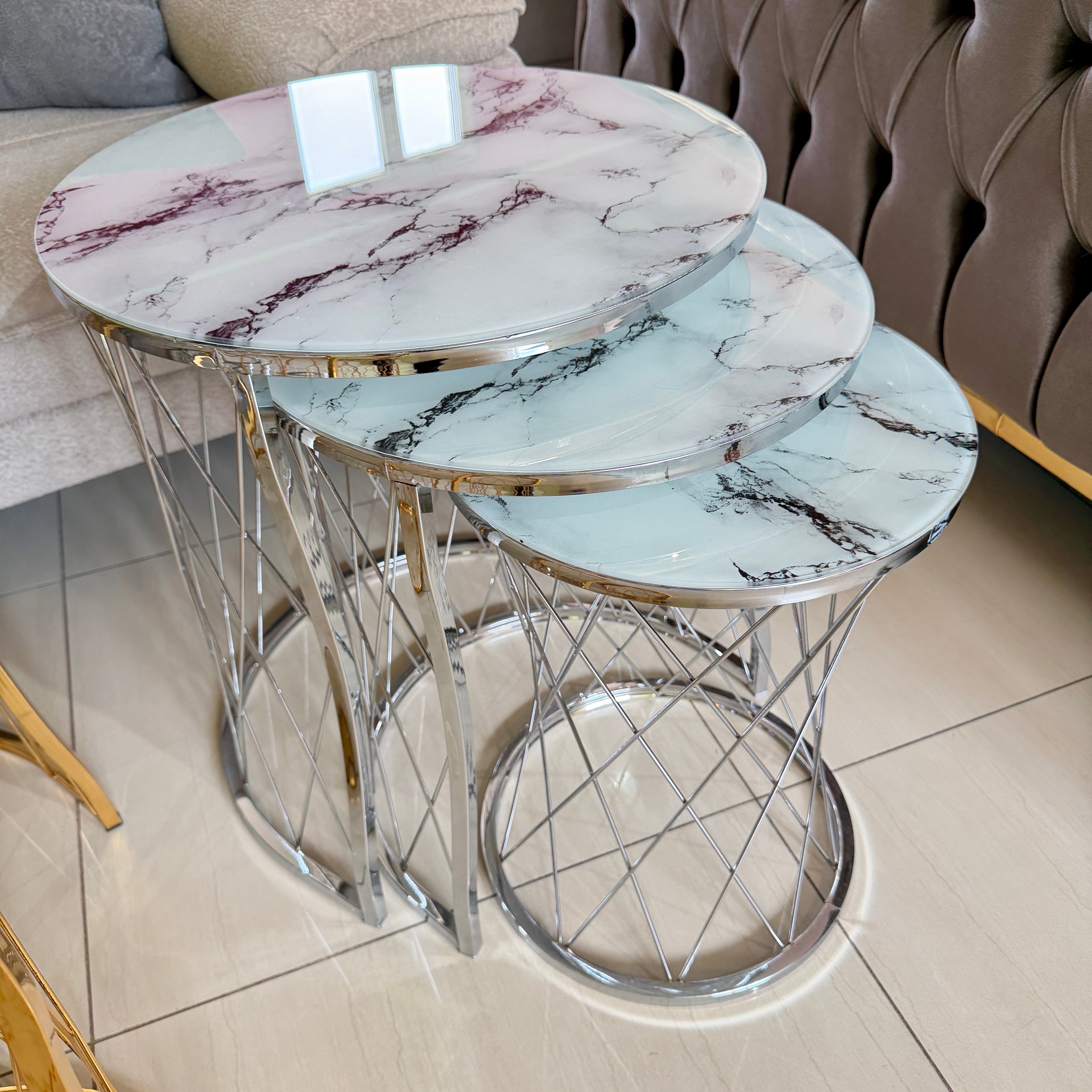 Маси 3 в 1 CARRARA SILVER – бял мрамор и хром