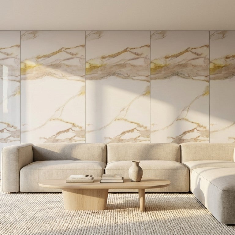 ПВЦ панел Капучино Вейни – топли бежови жилки (122×250 см)