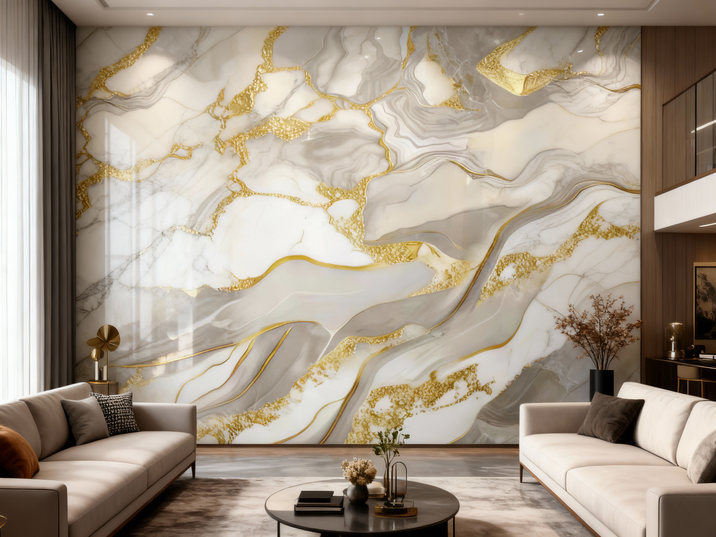 Декоративно самозалепващо фолио – Оникс Gold „Вълни“, светъл (120×300 см)