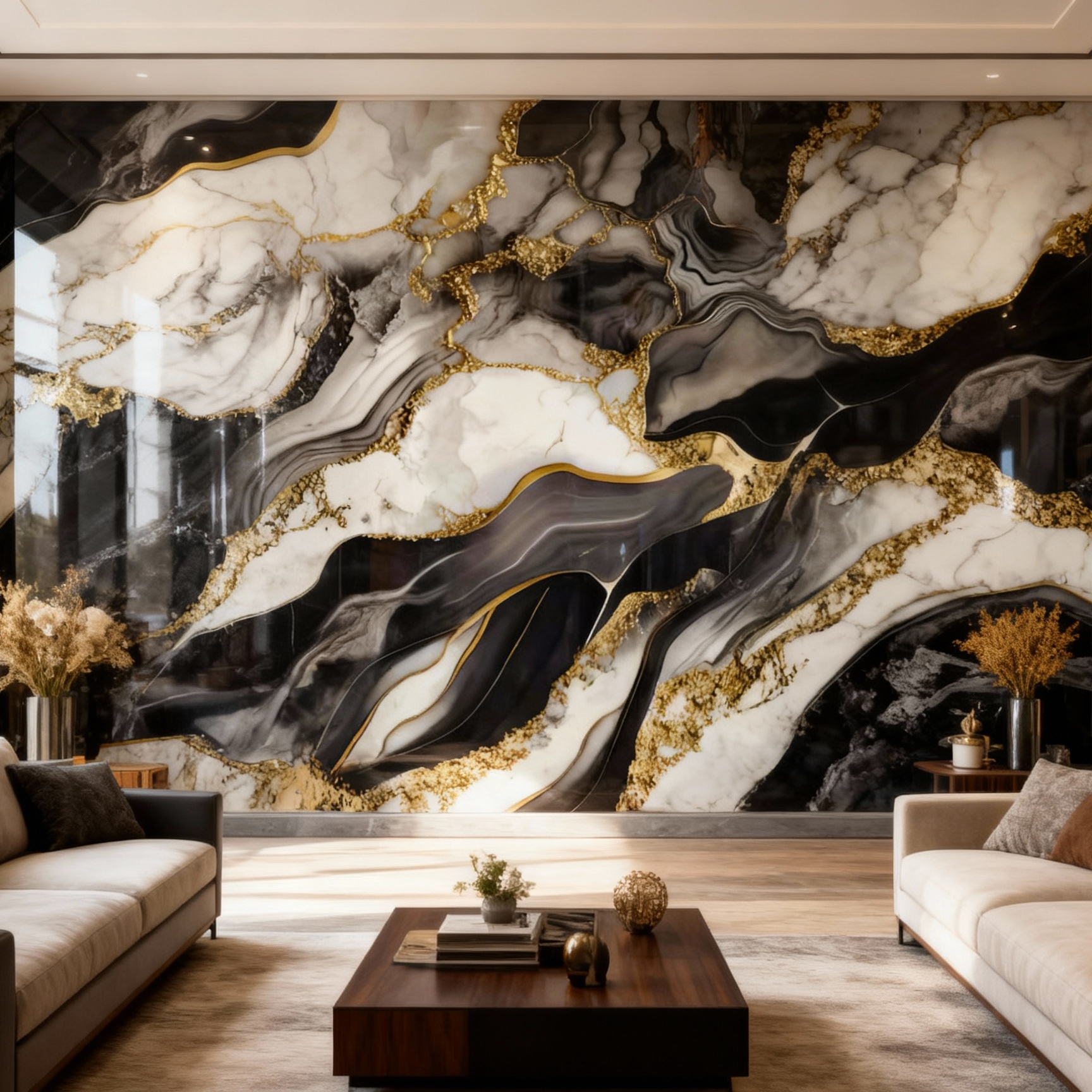 Самозалепващо фолио Оникс Nero Gold тъмен 120x300 см