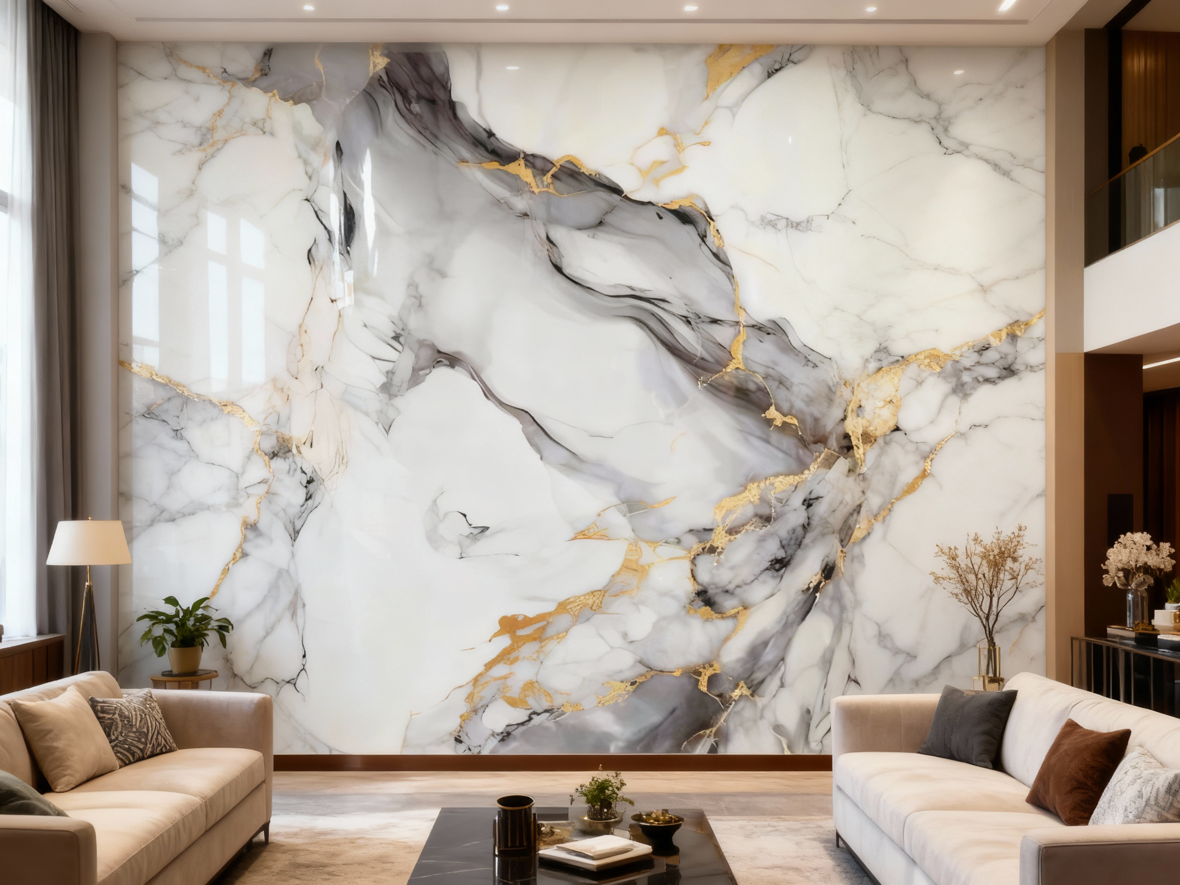 Декоративно самозалепващо фолио – Calacatta Storm Gold мрамор, 120×300 см