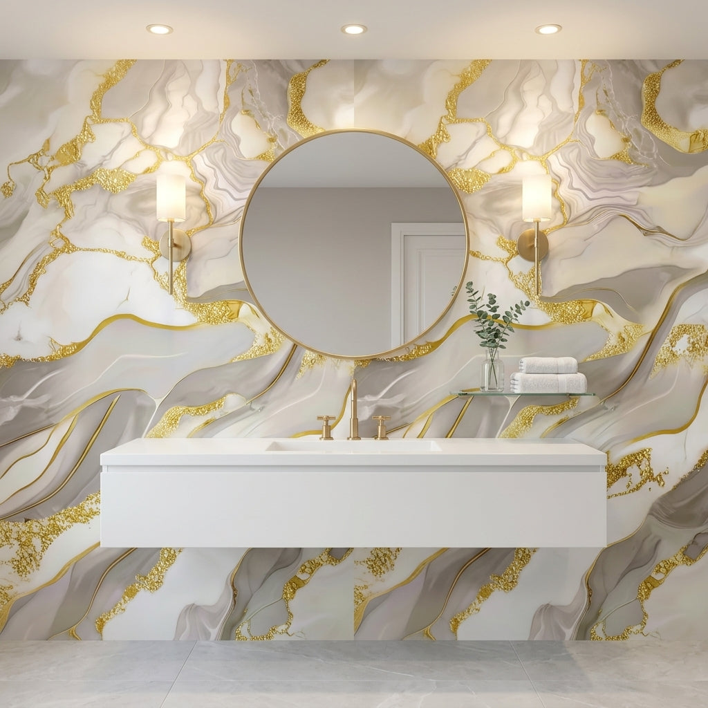 Декоративно самозалепващо фолио – Оникс Gold „Вълни“, светъл (120×300 см)