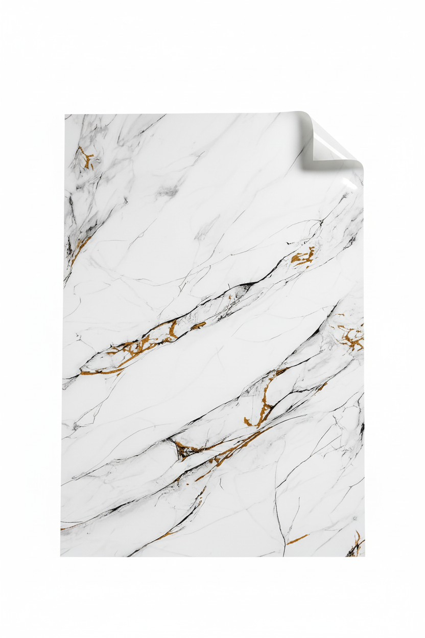 Декоративно самозалепващо фолио – Calacatta Gold, деликатни златни вени (120×300 см)