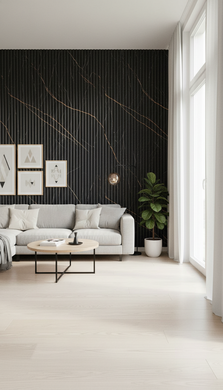 ПВЦ ламела 155×2970×17 мм – Тъмен камък с жилки