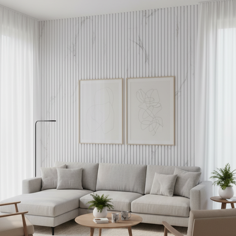 ПВЦ ламела – Светъл мрамор с жилки (15.5 x 297 см)