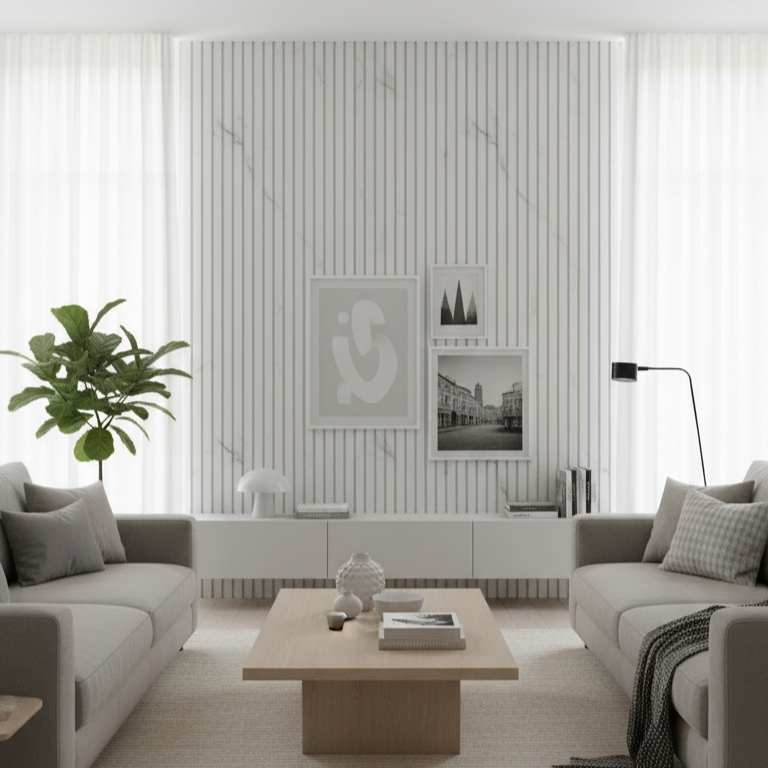 ПВЦ ламела L2 – Светъл мрамор, гланц (16.5 x 297 см)