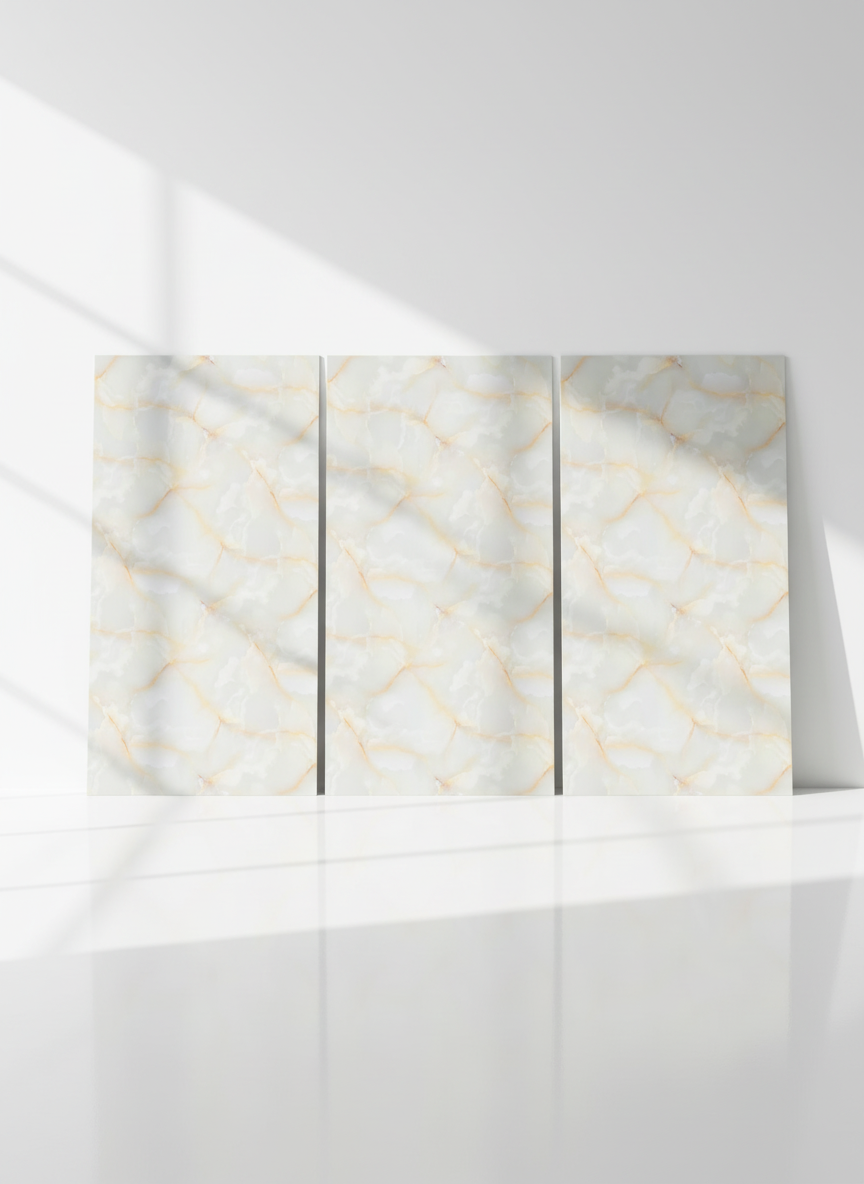 ПВЦ стенен панел 122×244 см – Светъл оникс топъл блясък