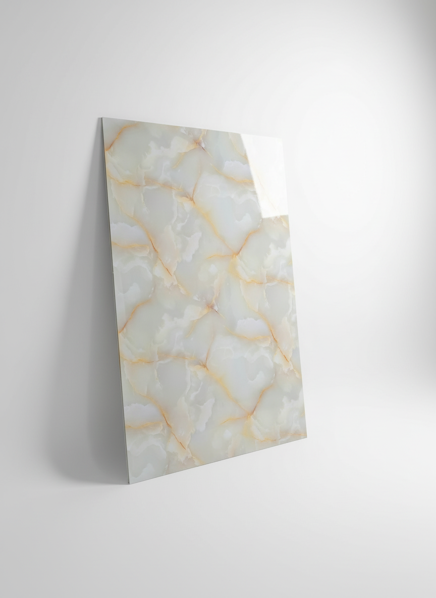 ПВЦ стенен панел 122×244 см – Светъл оникс топъл блясък