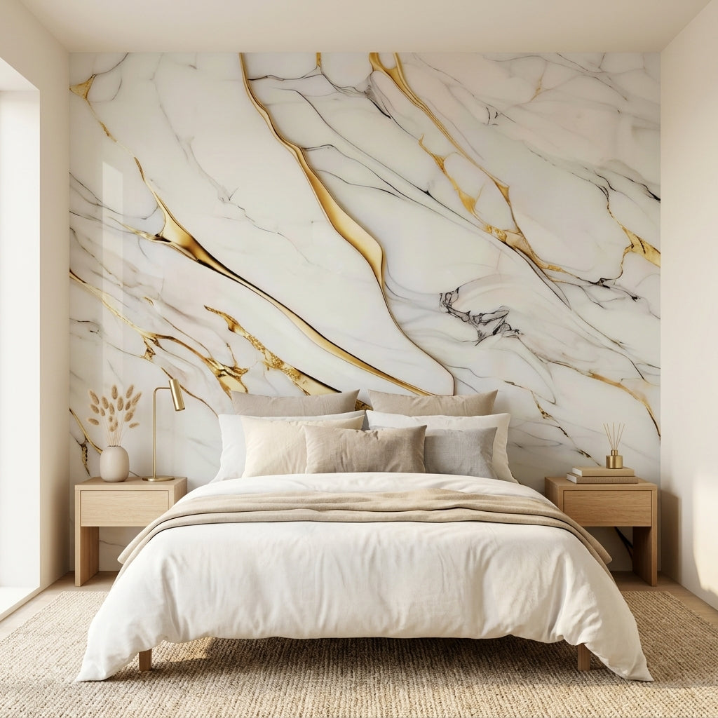 Декоративно самозалепващо фолио – Aurum Wave Calacatta, 120×300 см