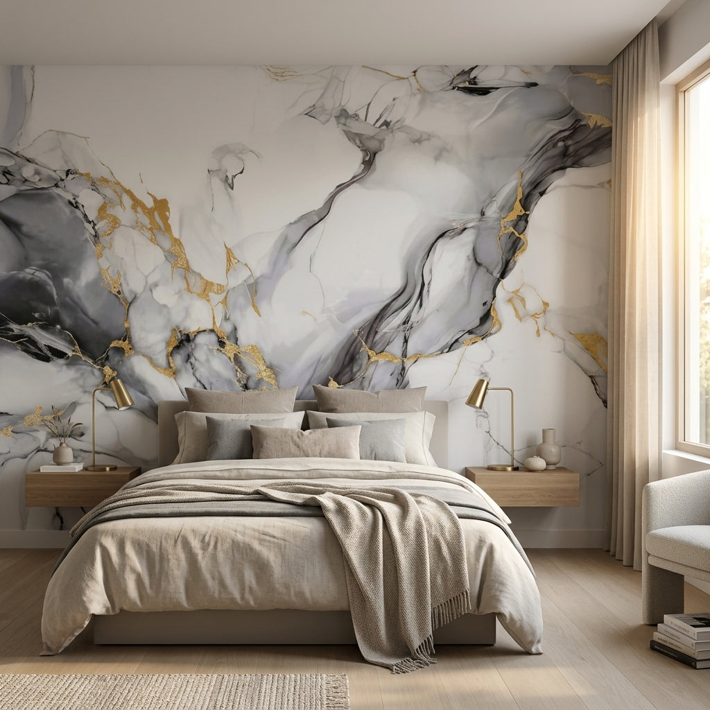 Декоративно самозалепващо фолио – Calacatta Storm Gold мрамор, 120×300 см