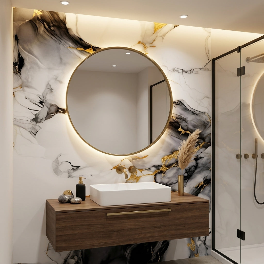Декоративно самозалепващо фолио – Calacatta Storm Gold мрамор, 120×300 см