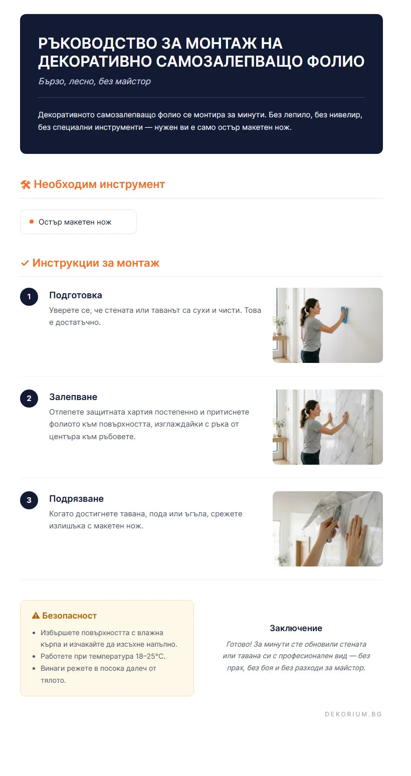 Ръководство за монтаж на декоративно самозалепващо фолио